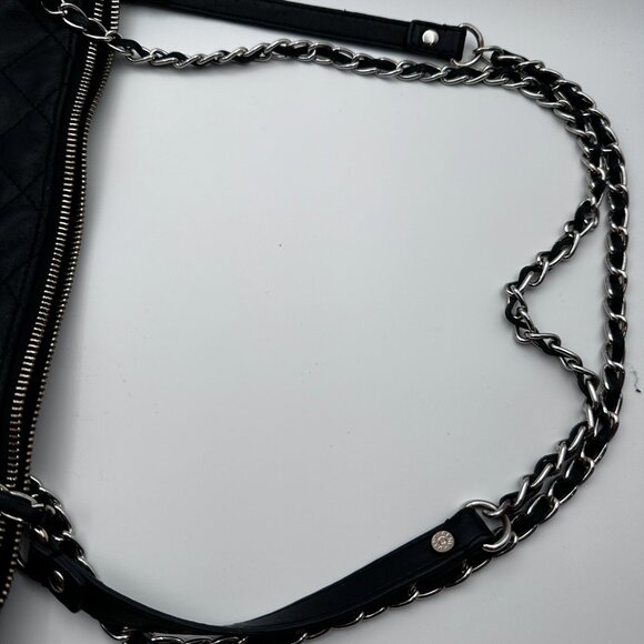 DKNY Bag Leather Quilted Black with Gold Hardware and Gold Chain Shoulder Straps - Picture 7 of 16